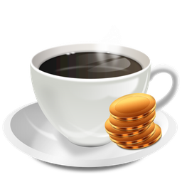 L’icône de Franc : une tasse de café et une pile de pièces